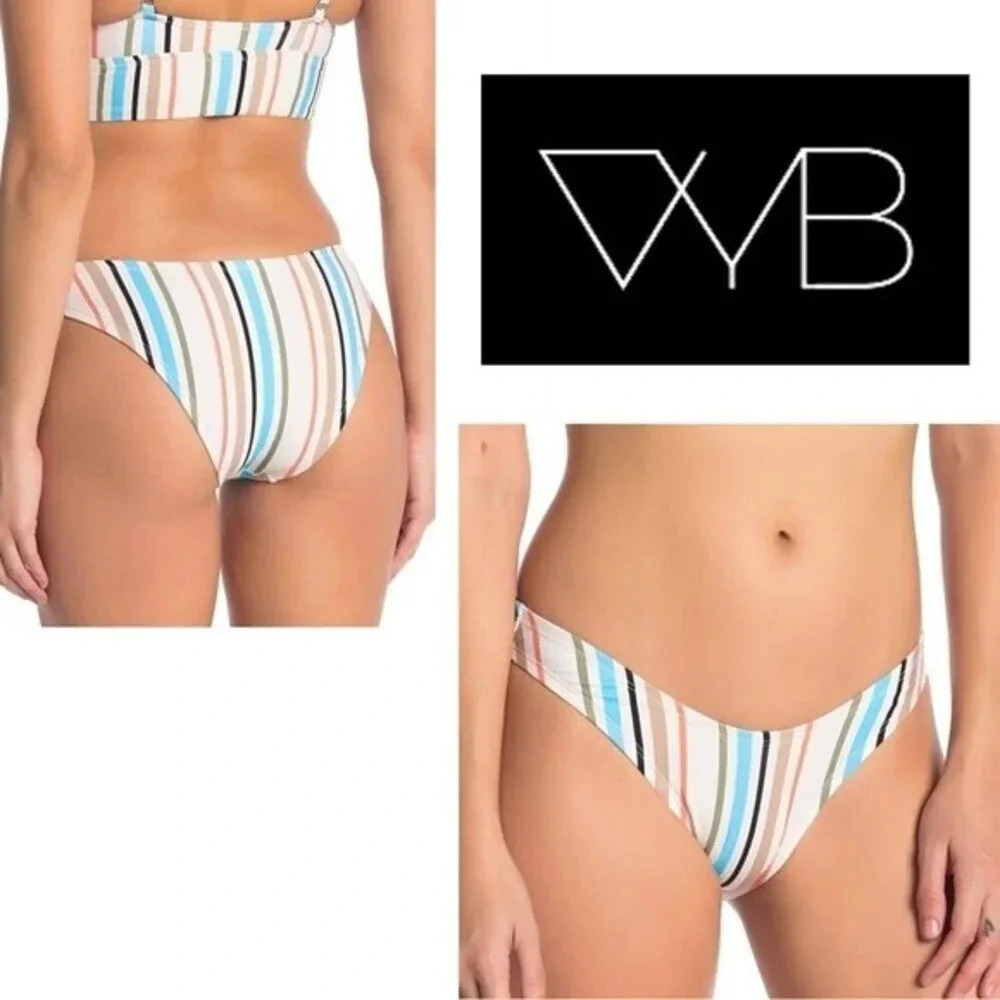 NEW, VYB,‎ Striped Scoop High Leg Bikini Bottom, Vicious Young Babes, Multi